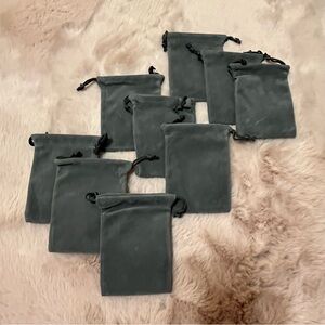 Set of 9 Gray Velvet Drawstring Bags